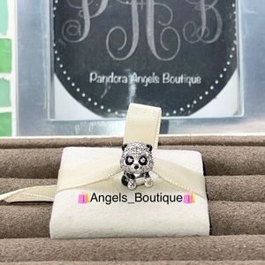 New Pandora Sparkling Cute Enamel & CZ Panda Charm